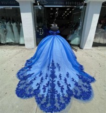 Royal Blue Sequin Flowers Quinceanera Dresses Off Shoulder Beads Sweet 16 Dress