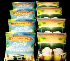 KEEP CALM SUMMERTIME FUN POOL, BEERS, FRIENDS 8 ACA Reg Cornhole Bean Bags 