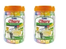INABA Churu Cat Treats, 0.5Ounces Each Tube, 2PACK 100CT, Tuna & Chicken Variety