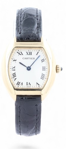 Ladies CARTIER Tortue Quartz - 1945 - Solid 18ct Yellow Gold Tank - Box & Papers