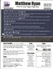 MATTHEW RYAN Rare 2007 PROMO TRADE AD Poster TOUR DATES of Late CD MINT 8.5x11