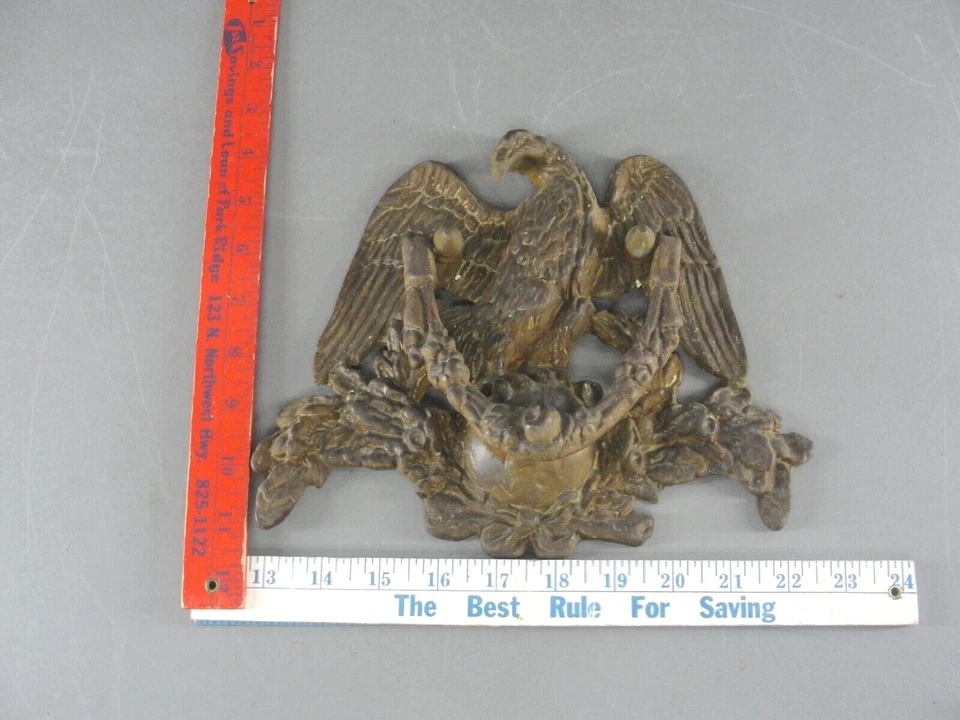 LATÓN BRONCE FEDERAL ÁGUILA PUERTA LLAMADOR PESADO HARDWARE ARQUITECTÓNICO 10x8 ANTIGUO Foto 3 de 4