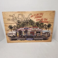 Laid-Back Garage Ford Mechanics Wooden Wall Art 16" x 12"