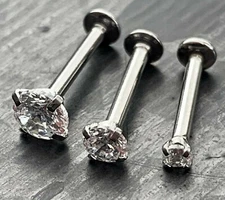 1pc Push In CZ Gem 16g Labret Threadless Stud Lip Ring Helix Ear Cartilage