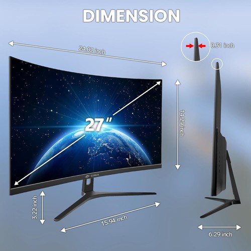 Professional 27" Curved Monitor - Stunning FHD, Fast Response, Narrow Bezels - Picture 9 of 9