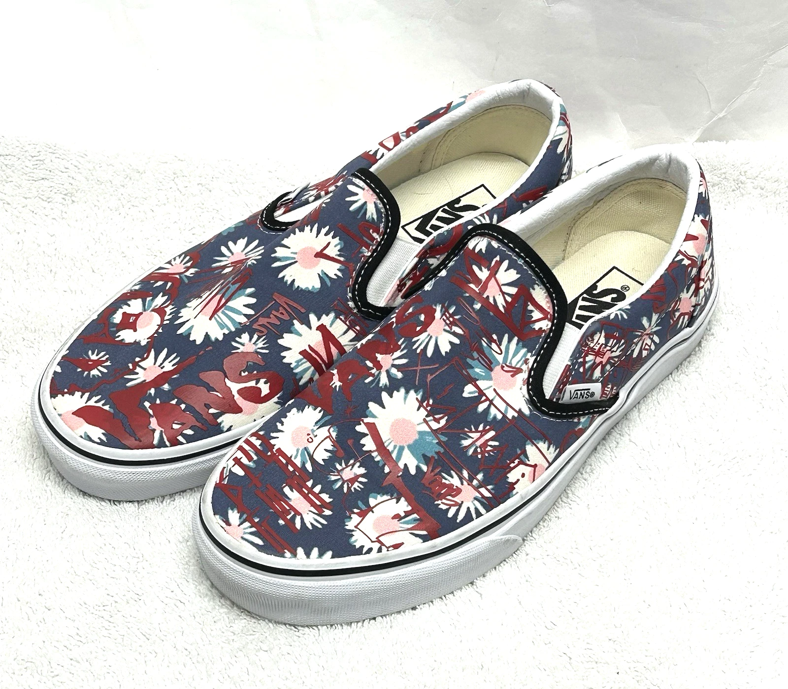 Scarpe mocassino Vans classiche graffiti tela floreale multicolore uomo 8 donna 9 5