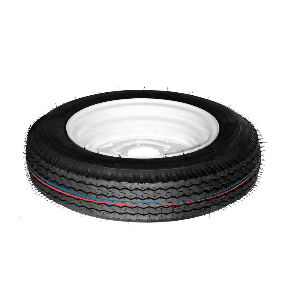 Two 4.80-12 Trailer Tires And Rims 4.80x12 480x12 LRB 5 Lug White Spoke ...