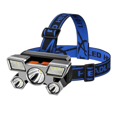 1200 Lumens LED Headlamp - Rechargeable Blue Headlamp for Camping, Hiking