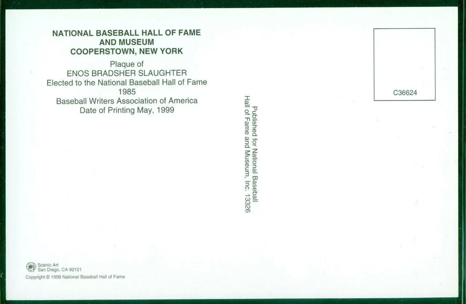 104, Original Autograph of Enos Slaughter (3), HOF Plaque Postcard, Cardinals - Image 2 of 3
