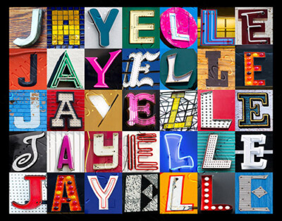 JAYELLE Poster featuring photos of actual sign letters