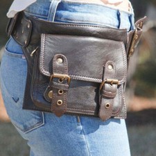 Medieval Waist Bag Steampunk Hip PU Leather Pocket with Buckle  Role-play