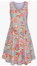 Ivicoer summer beach dress Vneck floral print tank swing dress, plus size 2X