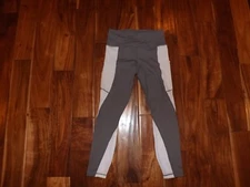 NEW Womens Active Life Gray White Exercise Active Mesh Panels Pants Size M 