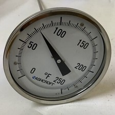 Ashcroft 50EI60E04030130 Thermometer Dial Bi-Metal 0-250F 5" Dial 11" Stem