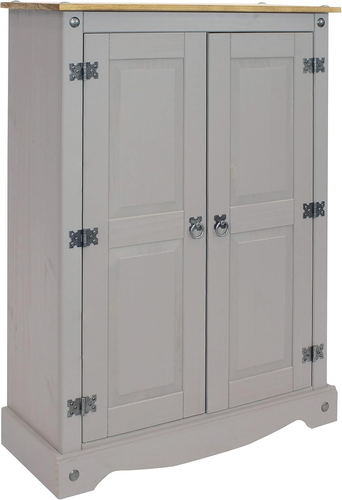 43-Inch H 2-Door, 2-Shelf Solid Pine Kitchen Pantry Cabinet - Zinc Alloy Hinges