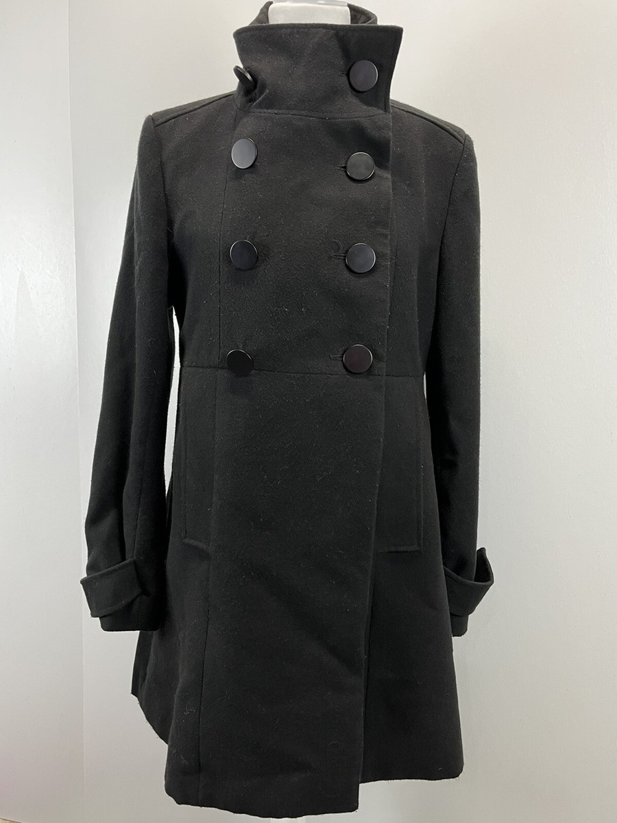 Womens Nordstrom Sashimi Black Coat Jacket Sz M GUC Double