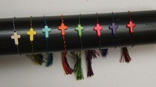 PACK / LOT of 36 - Kids Teens Adjustable Cross Nylon Bracelet 8 ASSORTED COLORS