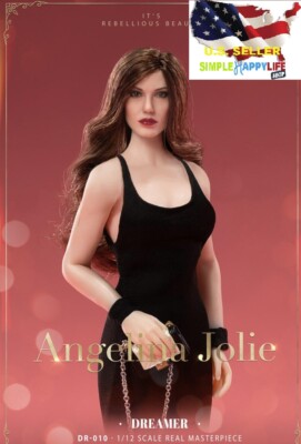 1/12 Angelina Julie head & dress set FOR 6'' FIGURE Phicen T01A T02A T03A  USA 