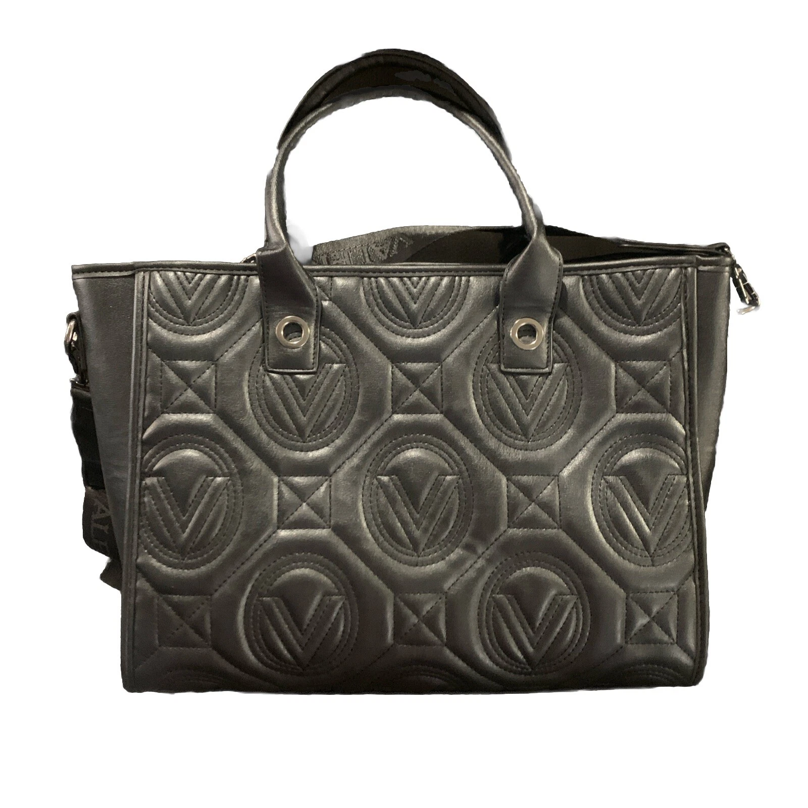 Borsa Valentino Orlandi grande trapuntata nera tracolla e manico