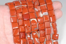11MM RED BRECCIATED JASPER GEMSTONE SQUARE LOOSE BEADS 7.5"