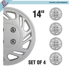 14" Set of 4 Wheel Covers Full Rim Snap On Hub Caps Fits R14 Tire & Steel Wheels