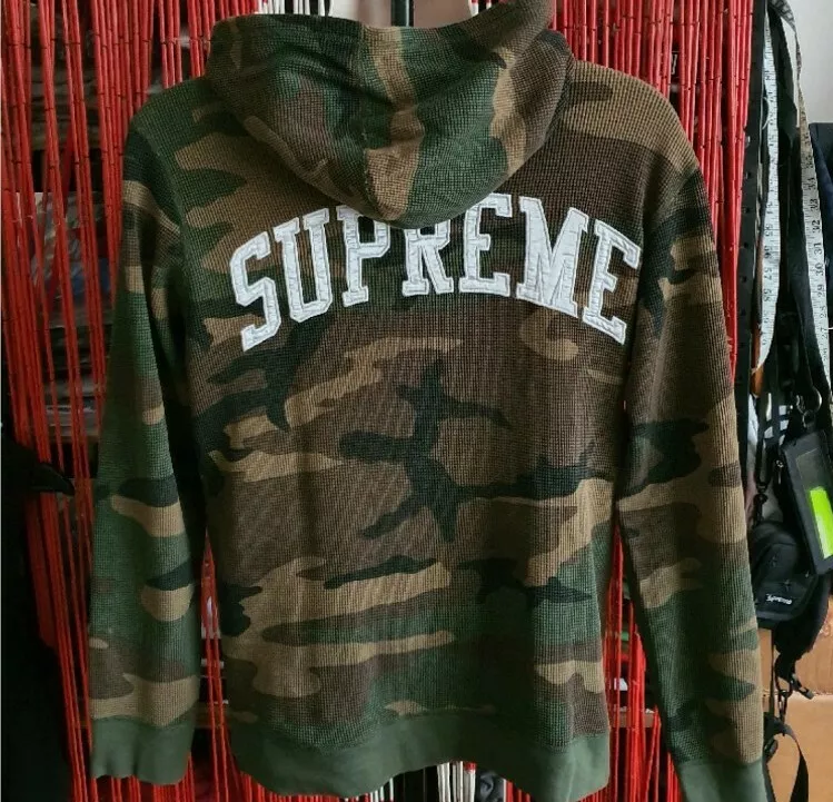 Sweat à capuche FW16 Supreme Woodland camouflage gaufre thermique taille M moyen