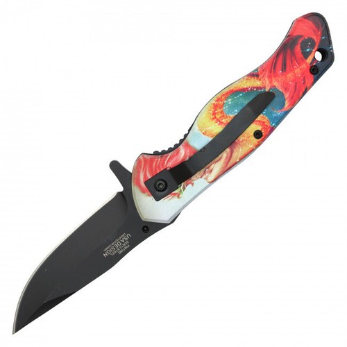 Navaja de bolsillo con estampado de sirena Wartech de 8" - C - Imagen 2 de 4