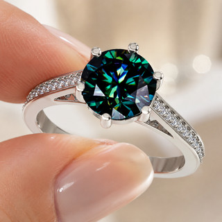 2.5 Ct Blue Round Cut Real Moissanite Engagement Ring Sterling Silver Size 7