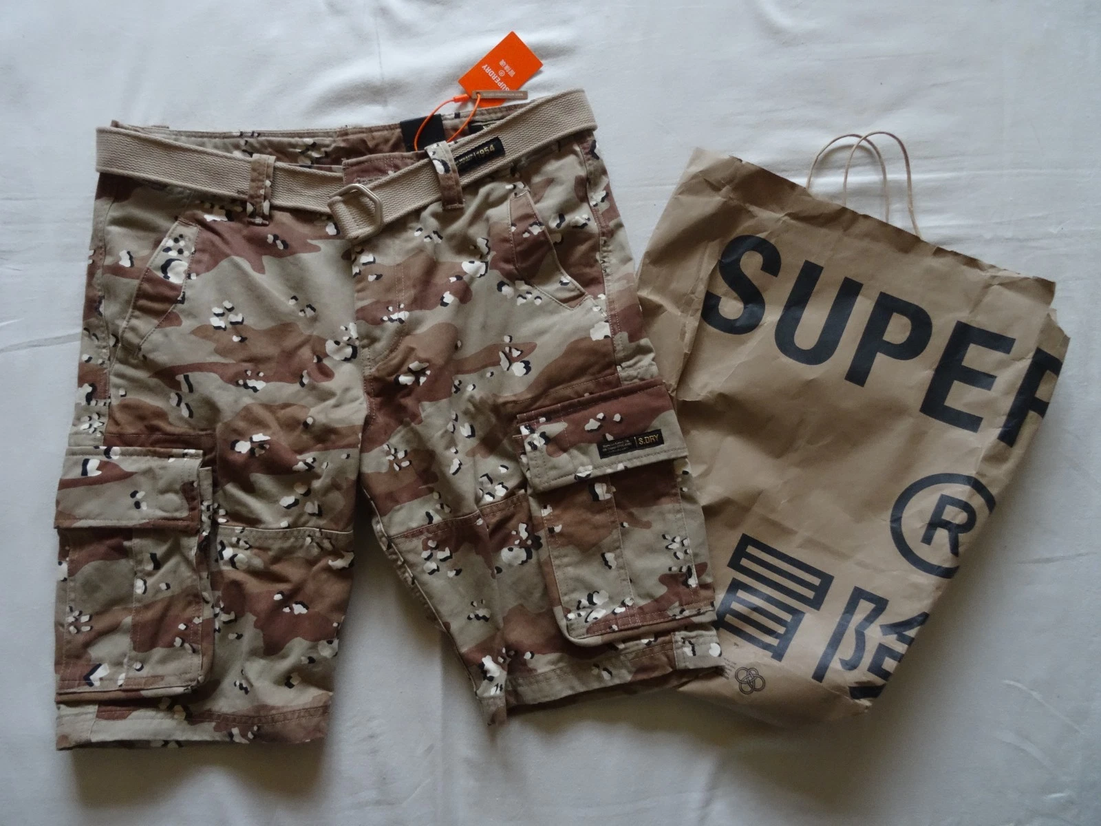 Superdry Shorts Mens W34 Camo Choc Chip Cargo Military Army Utility Combat BNWT