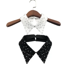 Women Crystal Beads Detachable Fake Neck Collar Lapel False Tops Shirt Choker
