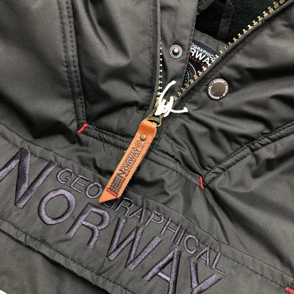 Geographical Norway Hombres CORPORATE BROWN Anorak Chaqueta Abrigo Parkat Talla L Foto 4 de 4
