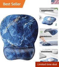 Ocean Marble Ergonomic Mouse Pad with Waterproof Gel Wrist Support - 9.4 x 8.1