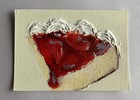 ACEO Original "Cheesecake" Acrylic Still Life Painting on Watercolor Paper, — photo 1