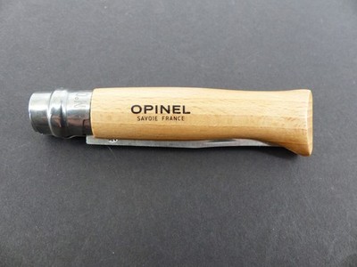 Opinel No. 8 Inox Beechwood Folding Pocket Knife w/ Twist Lock Ferrule