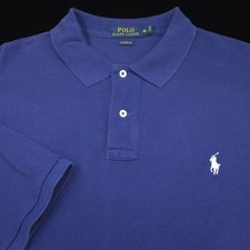 Polo Ralph Lauren Shirt Mens XL Classic Fit Blue WhitePony Mesh Pique