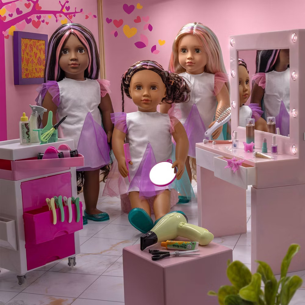 Our Generation Tasha 18" Rainbow Hair Grow Doll with Hair Clips and