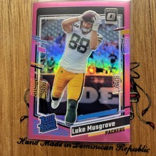 2023 Panini Donruss Optic Luke Musgrave Pink Prizm #241 RC Rated Rookie Packers
