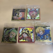 One Piece Character Sticker Set Luffy Zoro Sanji Robin Saul Hologram 5 pcs