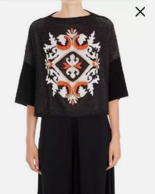 Sass & Bide Black Embellished Beaded Knit Jumper Size S Dark Academia Style