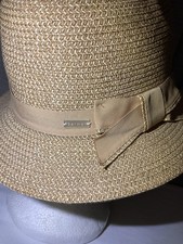 Betmar New York Straw Fedora Tan Wide Brim Ribbon Bow Resortcore Hat