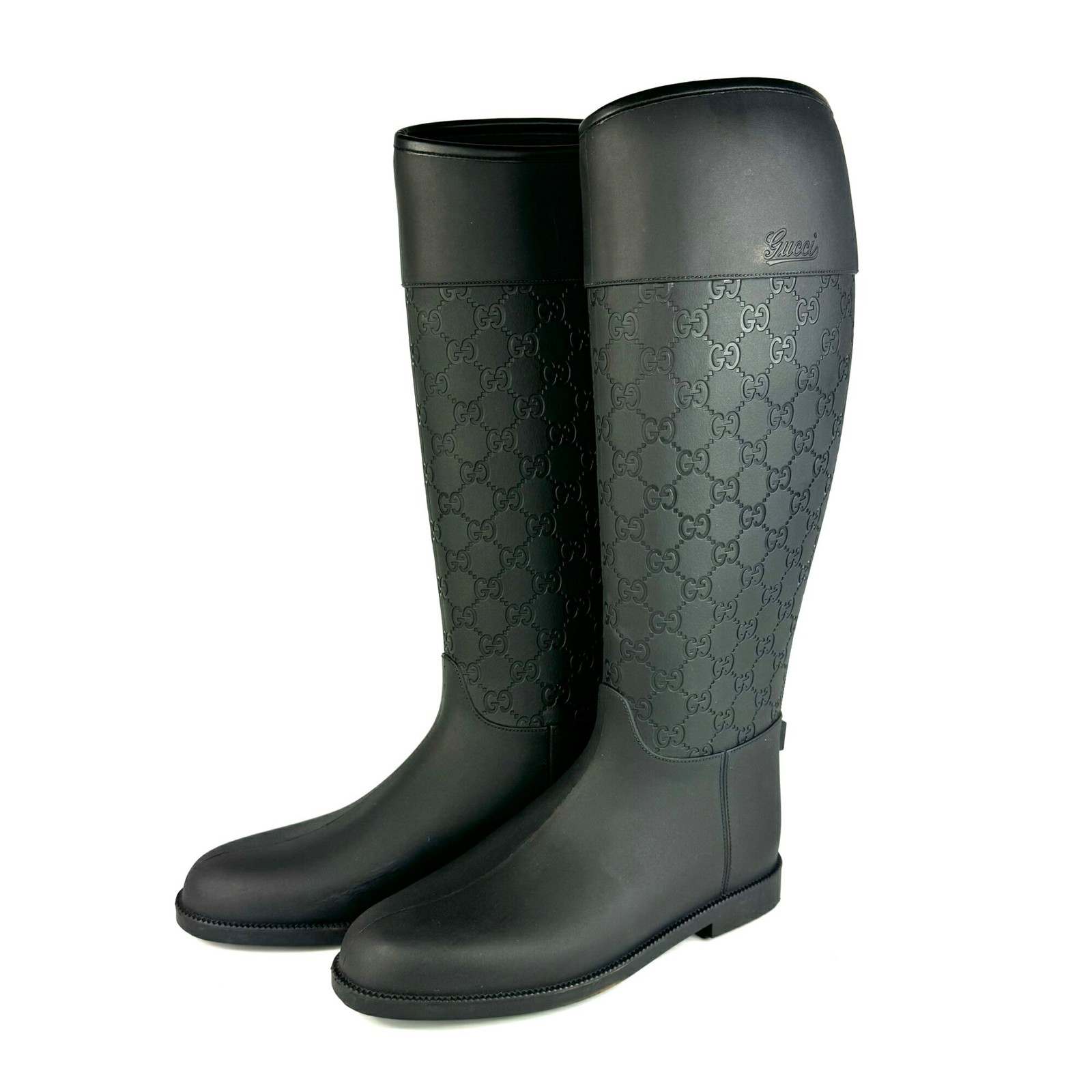 GUCCI Rain Boots Shoes EU 37 US 7 Black Authentic thumbnail 9