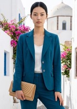 New York  Company Women  s Blue One-Button Lined Blazer w/ Pockets Size 6