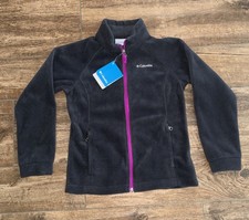 NWT Columbia SAWYER RAPIDS FULL ZIP Fleece jacket youth M MEDIUM BLACK PURPLE