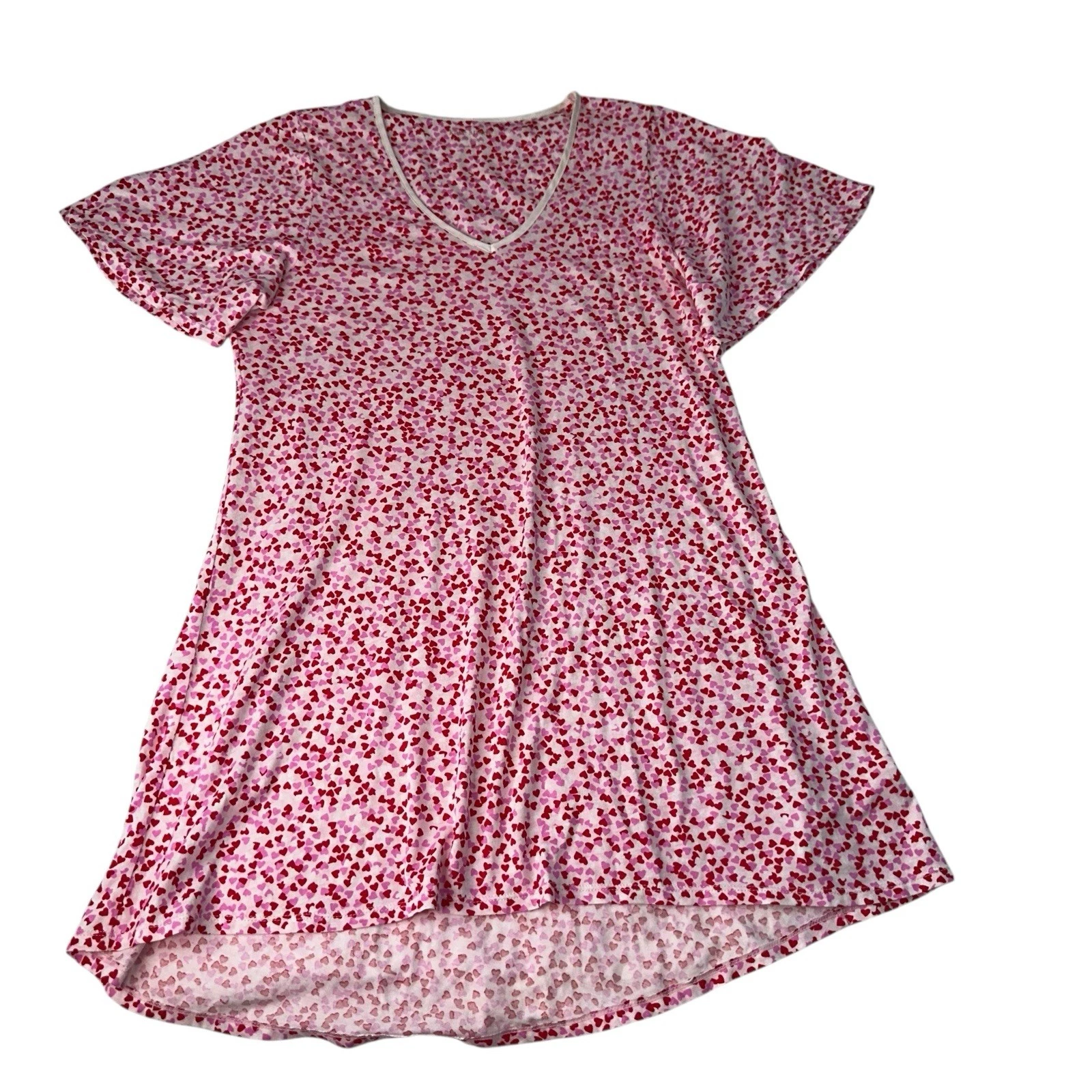 Camicia da notte Kate Spade taglia small morbida camicia da notte loungewear rosa cuori rossi
