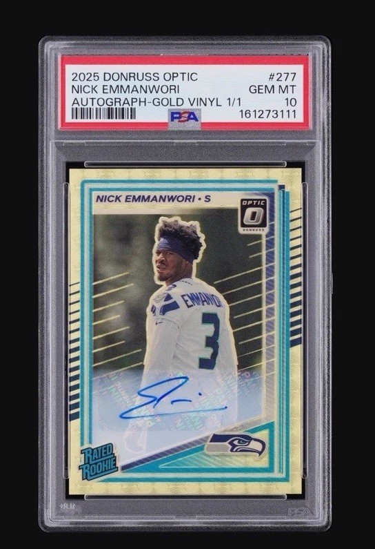 2025 Optic Nick Emmanwori Rated Rookie Auto Gold Vinyl 1/1 SB CHAMP PSA 10 GEM