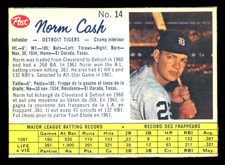 1962 POST MLB BASEBALL CANADIAN #14 Norm Cash EX-NM Detroit Tigers Card