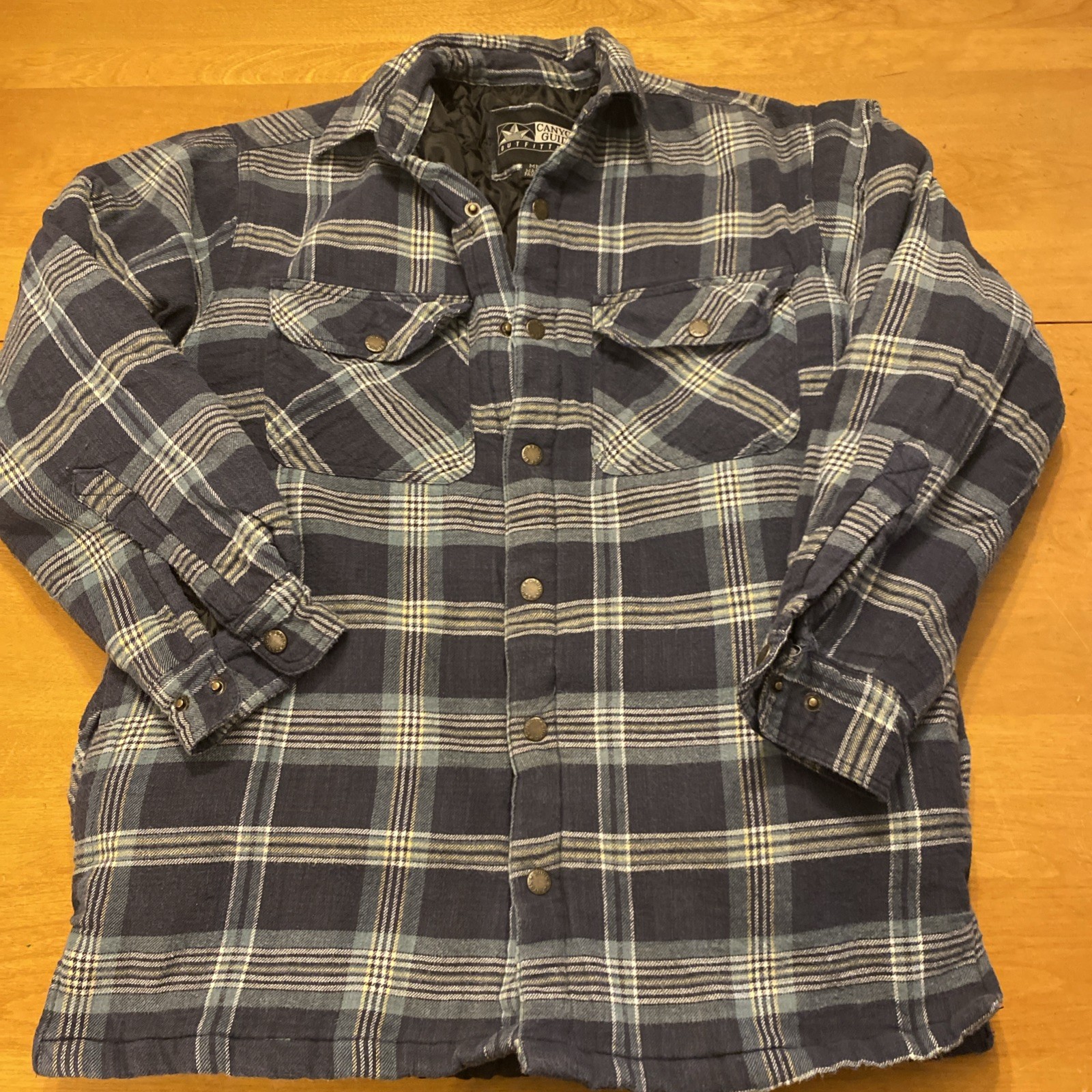 Canyon Guide Outfitters Mens Medium Quilted Flannel Shacket Lined Shadow Plaid