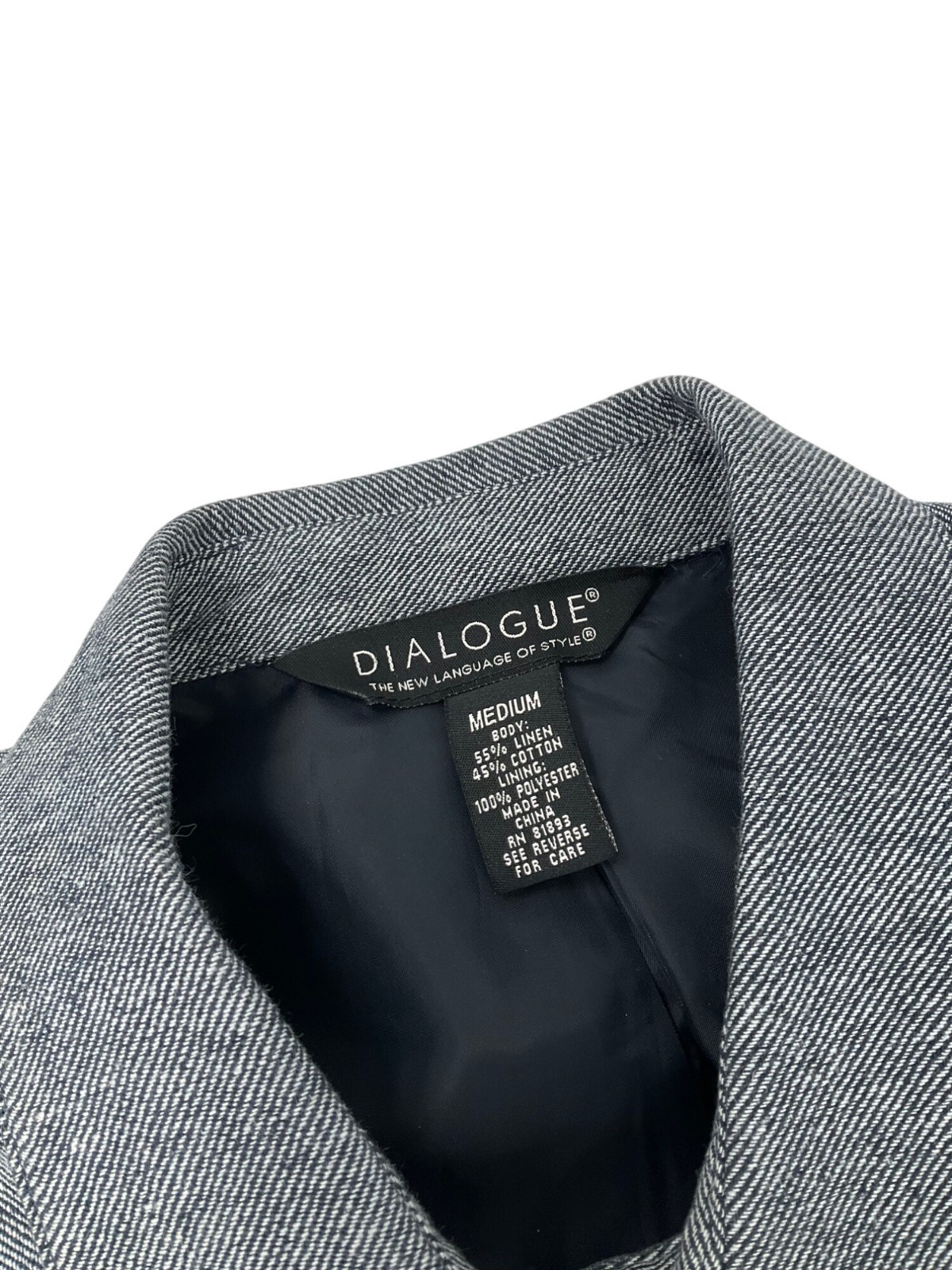 Dialogue Medium Gray Button-Front Jacket blazer P… - image 3