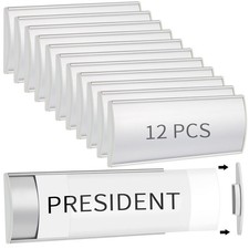 Therwen 12 Pcs Aluminum Office Name Plate Holder for Door Wall Mount 8'' x 3'...