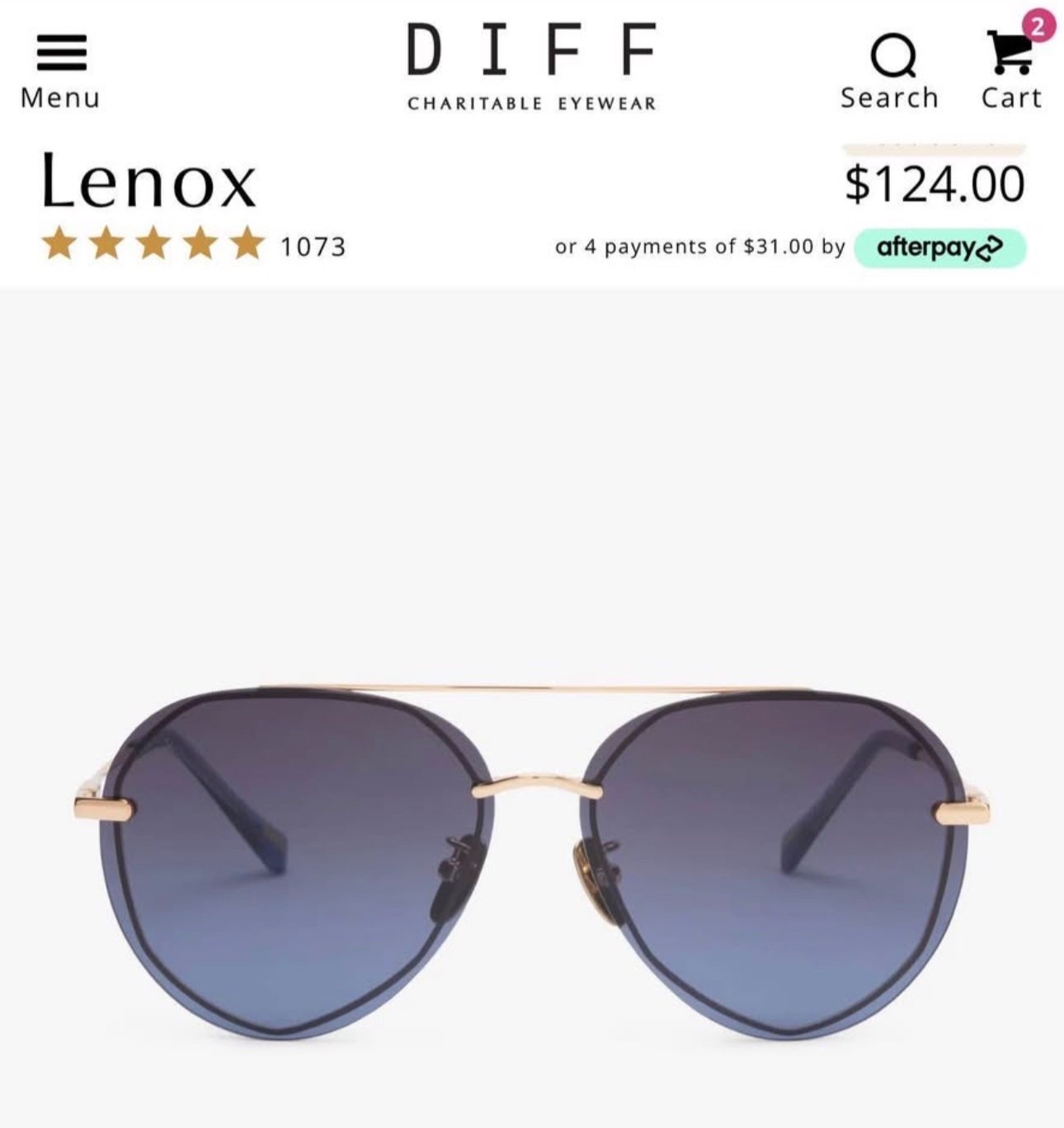 DIFF lenox sunglasses, gold blue gradient polariz… - image 3